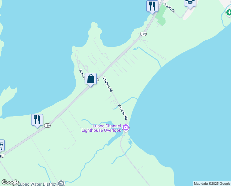 map of restaurants, bars, coffee shops, grocery stores, and more near 35 South Lubec Road in Lubec