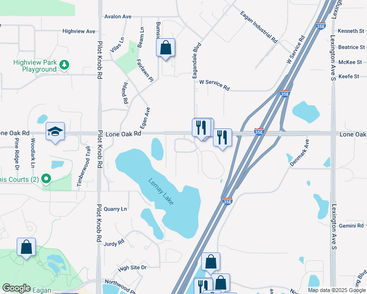 map of restaurants, bars, coffee shops, grocery stores, and more near 3005 Eagandale Place in Saint Paul