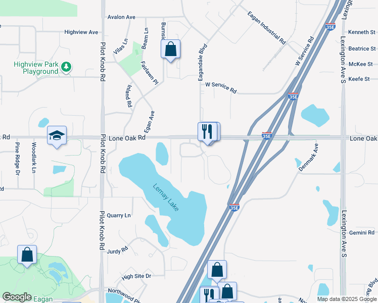 map of restaurants, bars, coffee shops, grocery stores, and more near 3005 Eagandale Place in Saint Paul