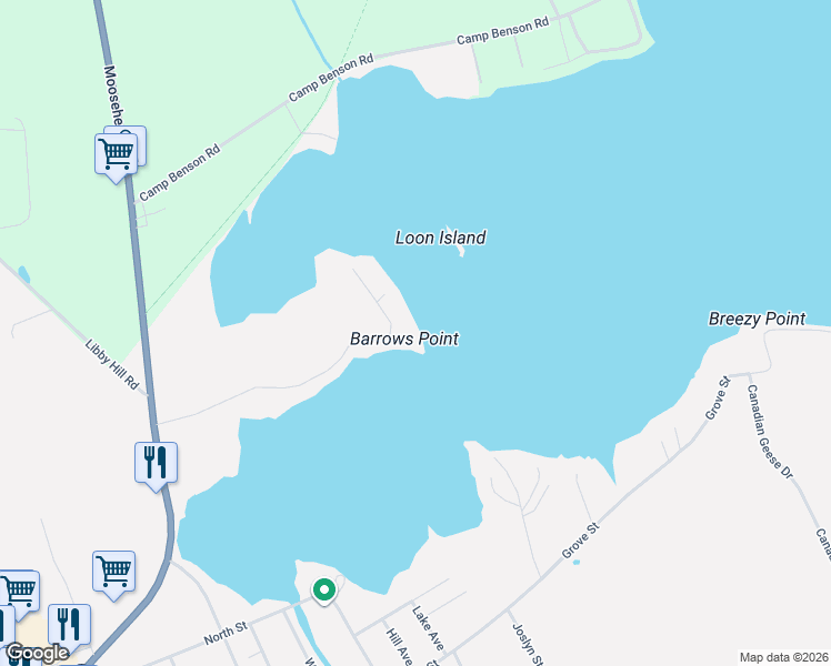map of restaurants, bars, coffee shops, grocery stores, and more near 105 Barrows Point Road in Newport