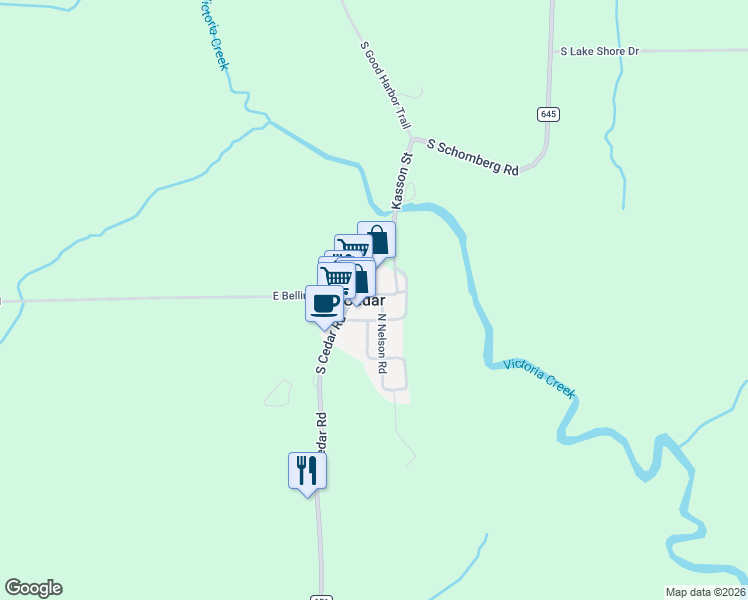 map of restaurants, bars, coffee shops, grocery stores, and more near in Cedar