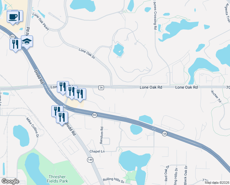 map of restaurants, bars, coffee shops, grocery stores, and more near 660 Lone Oak Road in Eagan