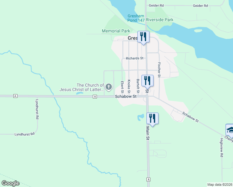 map of restaurants, bars, coffee shops, grocery stores, and more near 1150 Schabow Street in Gresham