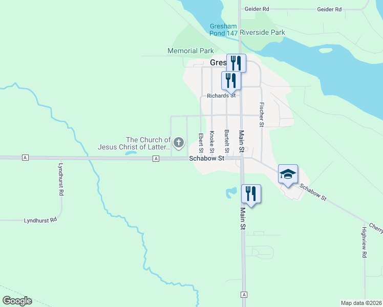 map of restaurants, bars, coffee shops, grocery stores, and more near 1150 Schabow Street in Gresham