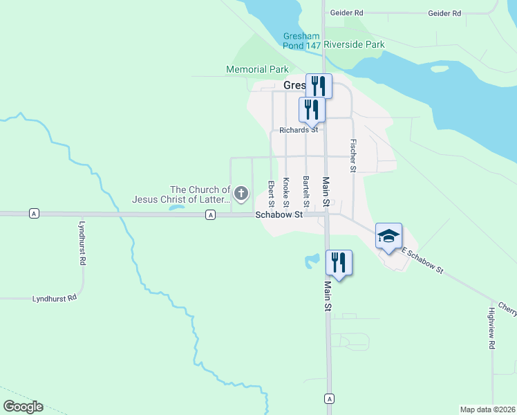 map of restaurants, bars, coffee shops, grocery stores, and more near 1150 Schabow Street in Gresham