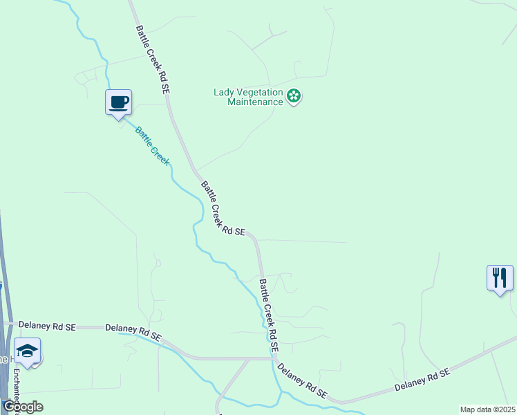 map of restaurants, bars, coffee shops, grocery stores, and more near 7474 Battle Creek Road Southeast in Salem