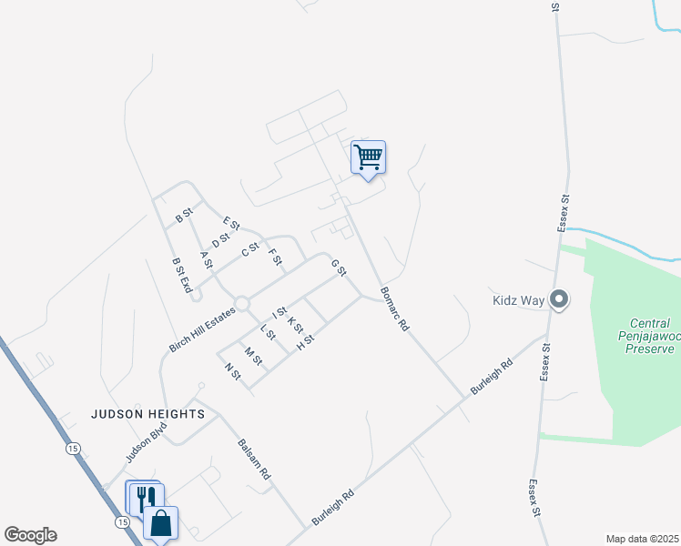 map of restaurants, bars, coffee shops, grocery stores, and more near 107 I Street in Bangor