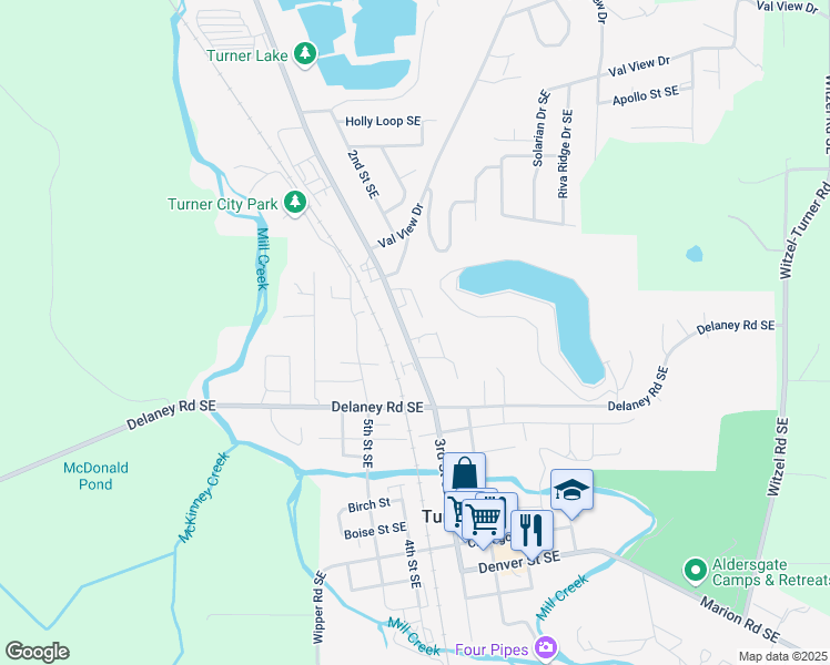 map of restaurants, bars, coffee shops, grocery stores, and more near 7360 3rd Street Southeast in Turner