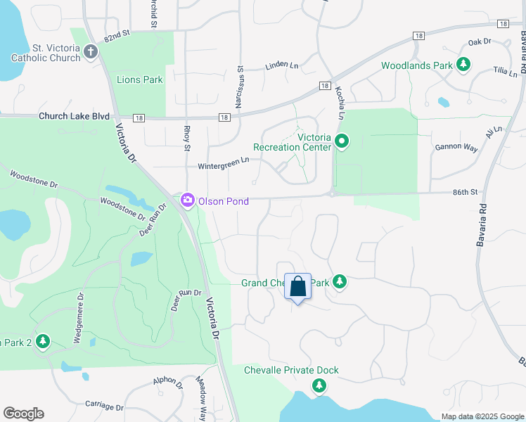 map of restaurants, bars, coffee shops, grocery stores, and more near 4042 Grand Chevalle Parkway in Chaska