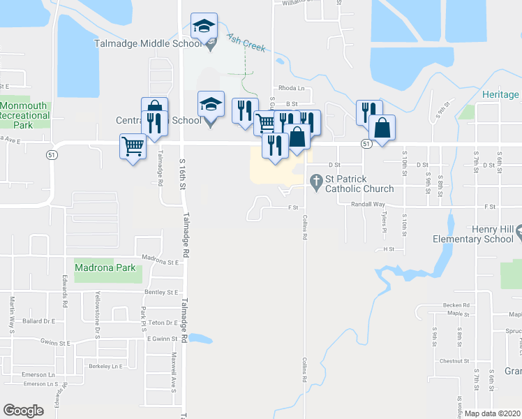 map of restaurants, bars, coffee shops, grocery stores, and more near Falcon Loop in Independence