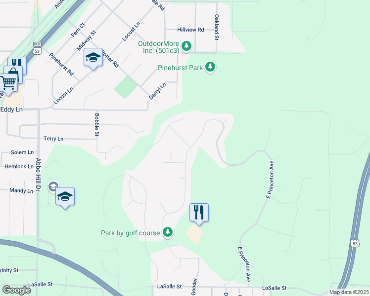 map of restaurants, bars, coffee shops, grocery stores, and more near 2902 Boston Drive in Eau Claire