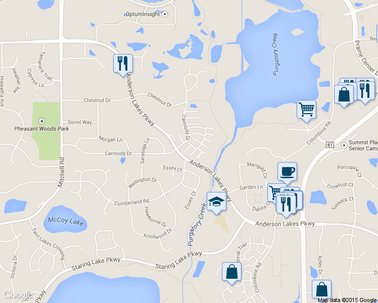 map of restaurants, bars, coffee shops, grocery stores, and more near 13607 Carmody Drive in Eden Prairie