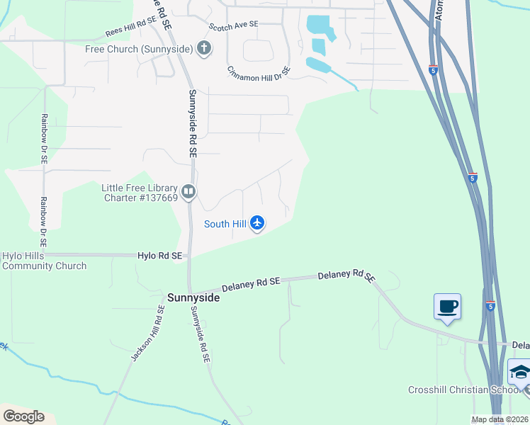 map of restaurants, bars, coffee shops, grocery stores, and more near 7375 Snow Peak Way Southeast in Salem