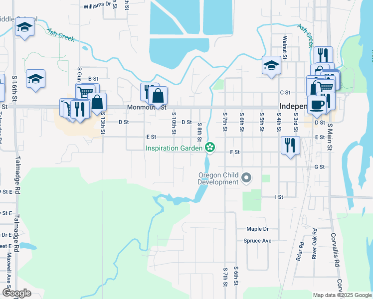 map of restaurants, bars, coffee shops, grocery stores, and more near 580 South 9th Street in Independence