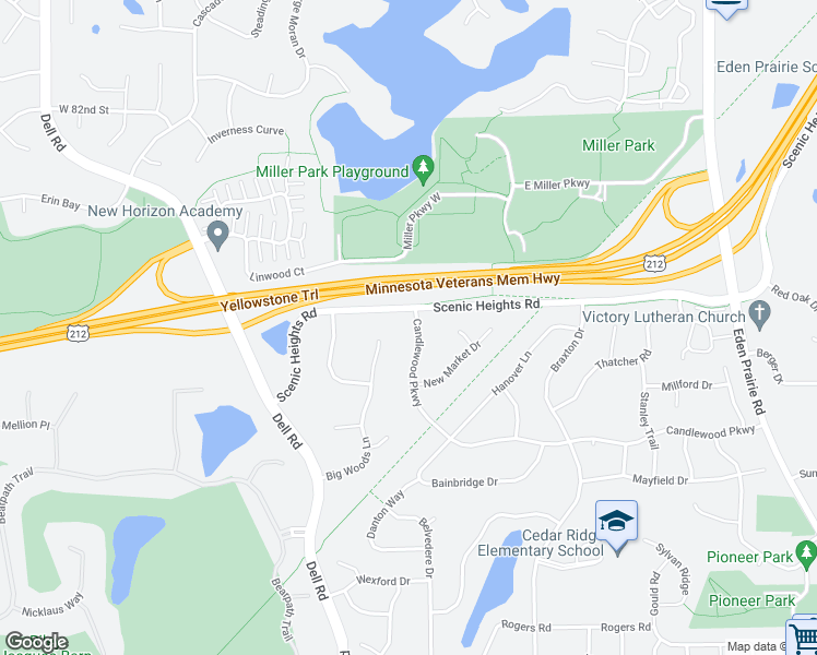 map of restaurants, bars, coffee shops, grocery stores, and more near 17325 Candlewood Parkway in Eden Prairie