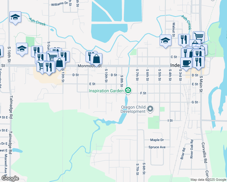 map of restaurants, bars, coffee shops, grocery stores, and more near 580 South 9th Street in Independence