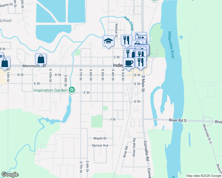 map of restaurants, bars, coffee shops, grocery stores, and more near 420 F Street in Independence