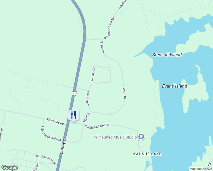 map of restaurants, bars, coffee shops, grocery stores, and more near 1020 Amelia Crescent in Gravenhurst