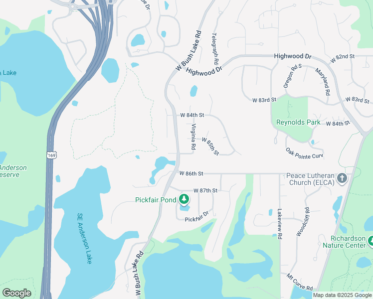 map of restaurants, bars, coffee shops, grocery stores, and more near 8529 Virginia Road in Minneapolis