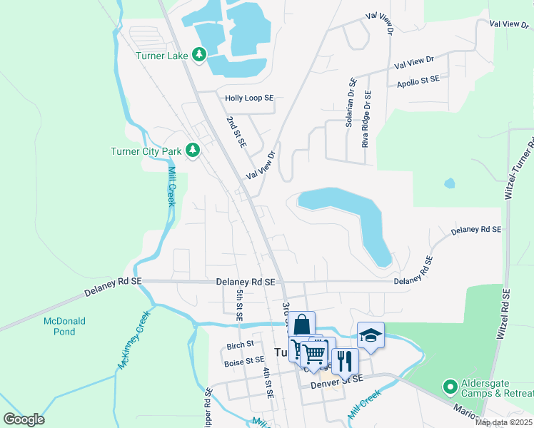 map of restaurants, bars, coffee shops, grocery stores, and more near 7355 3rd Street Southeast in Turner