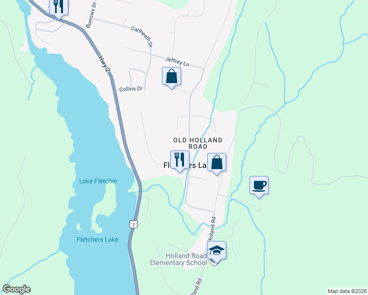 map of restaurants, bars, coffee shops, grocery stores, and more near 56 Brook Street in Fletchers Lake