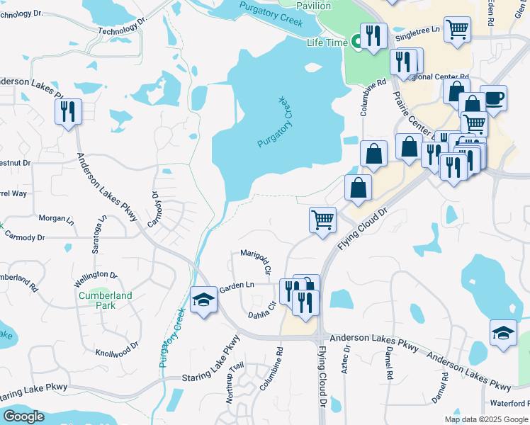 map of restaurants, bars, coffee shops, grocery stores, and more near 8580 Magnolia Trail in Eden Prairie