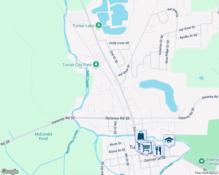 map of restaurants, bars, coffee shops, grocery stores, and more near 7185 3rd Street Southeast in Turner