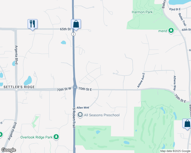 map of restaurants, bars, coffee shops, grocery stores, and more near 6953 Allen Way in Inver Grove Heights