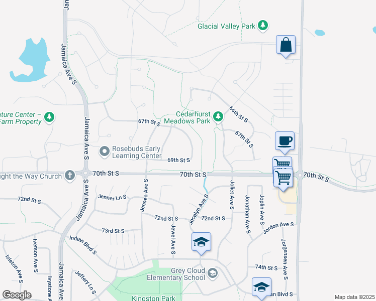 map of restaurants, bars, coffee shops, grocery stores, and more near 9463 67th Street South in Cottage Grove
