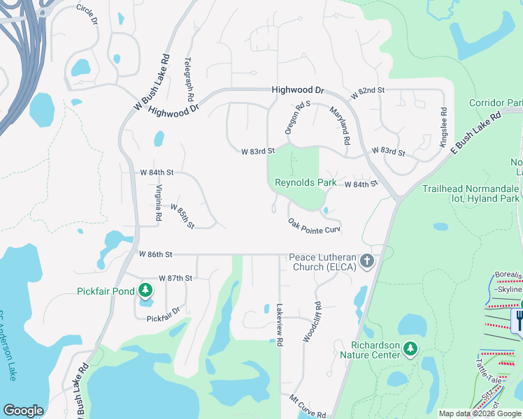 map of restaurants, bars, coffee shops, grocery stores, and more near 8430 Pennsylvania Road in Minneapolis