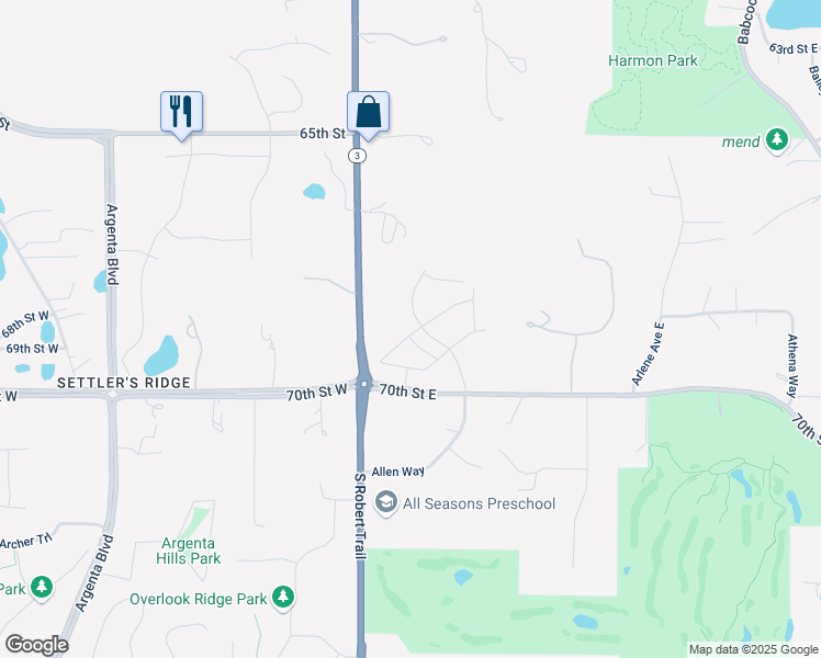 map of restaurants, bars, coffee shops, grocery stores, and more near 6570-6934 South Robert Trail in Inver Grove Heights