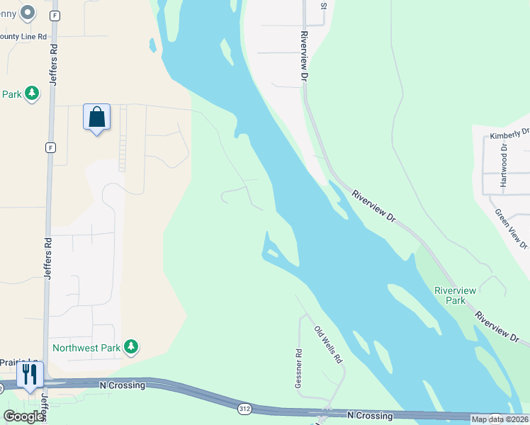 map of restaurants, bars, coffee shops, grocery stores, and more near 5207 South Shorewood Drive in Eau Claire