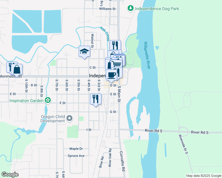 map of restaurants, bars, coffee shops, grocery stores, and more near 451 South 2nd Street in Independence