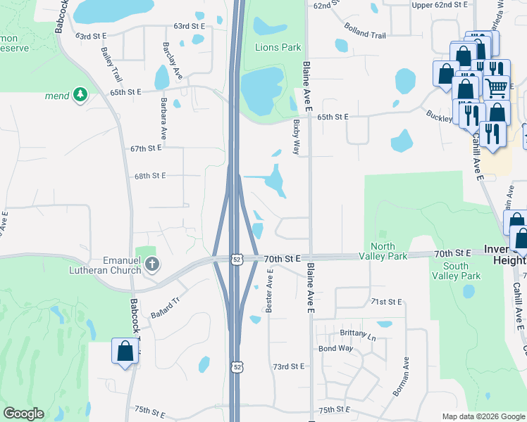 map of restaurants, bars, coffee shops, grocery stores, and more near 6816 Benton Circle in Inver Grove Heights