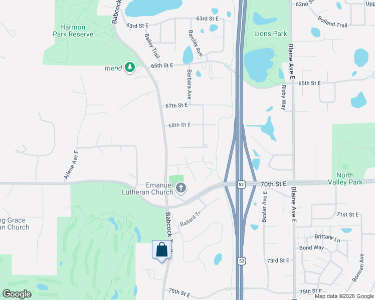 map of restaurants, bars, coffee shops, grocery stores, and more near 6872 Blackhawk Trail in Inver Grove Heights