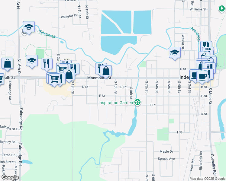 map of restaurants, bars, coffee shops, grocery stores, and more near 418 South 10th Street in Independence