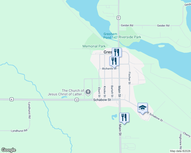 map of restaurants, bars, coffee shops, grocery stores, and more near 1100 Mader Street in Gresham