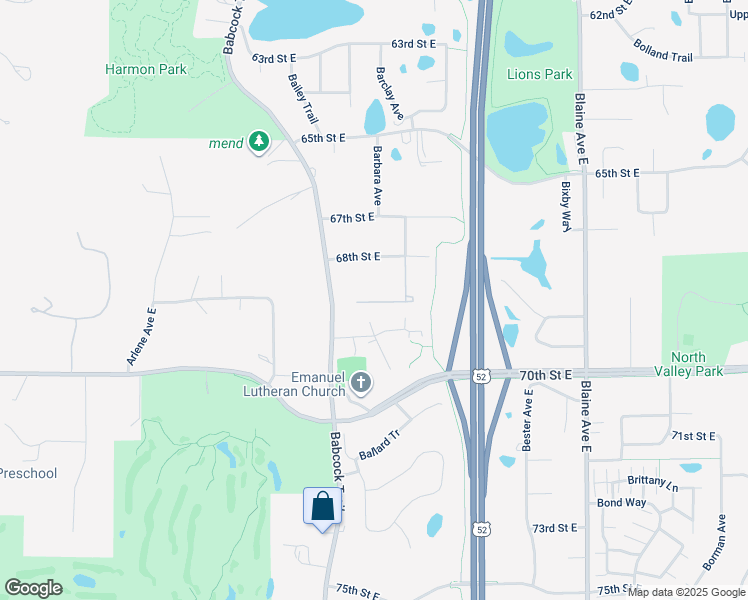 map of restaurants, bars, coffee shops, grocery stores, and more near 6872 Blackhawk Trail in Inver Grove Heights