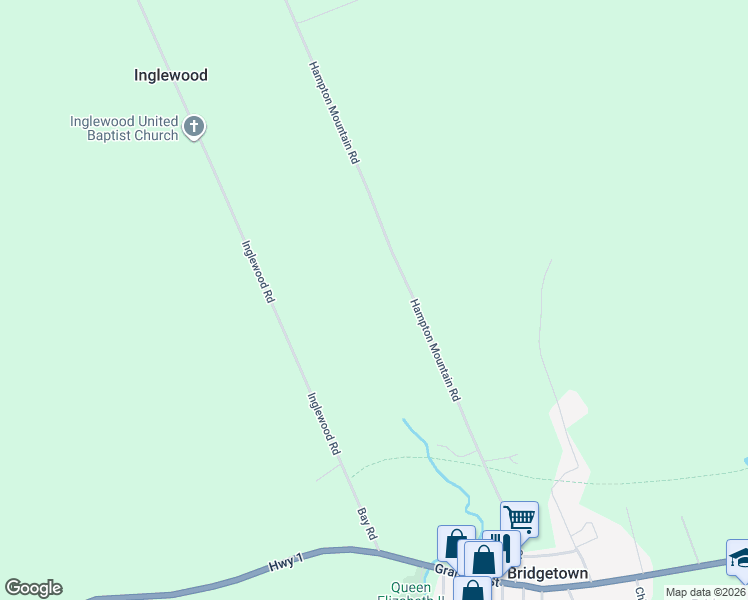 map of restaurants, bars, coffee shops, grocery stores, and more near 223 Church Street in Bridgetown