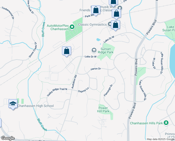 map of restaurants, bars, coffee shops, grocery stores, and more near 8491 Bittern Court in Chanhassen