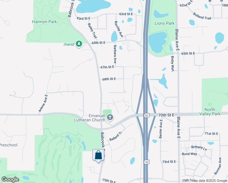 map of restaurants, bars, coffee shops, grocery stores, and more near 6872 Blackhawk Trail in Inver Grove Heights