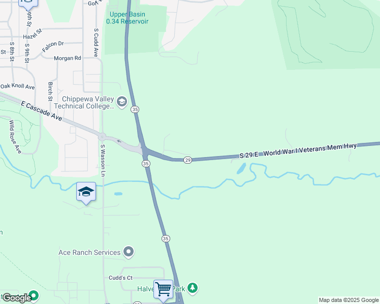 map of restaurants, bars, coffee shops, grocery stores, and more near N8604 940th Street in River Falls