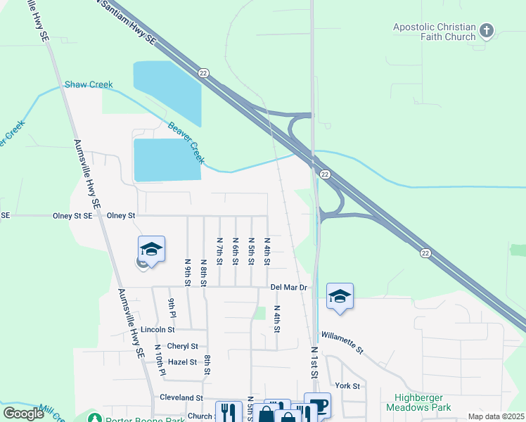 map of restaurants, bars, coffee shops, grocery stores, and more near 990 North 5th Street in Aumsville