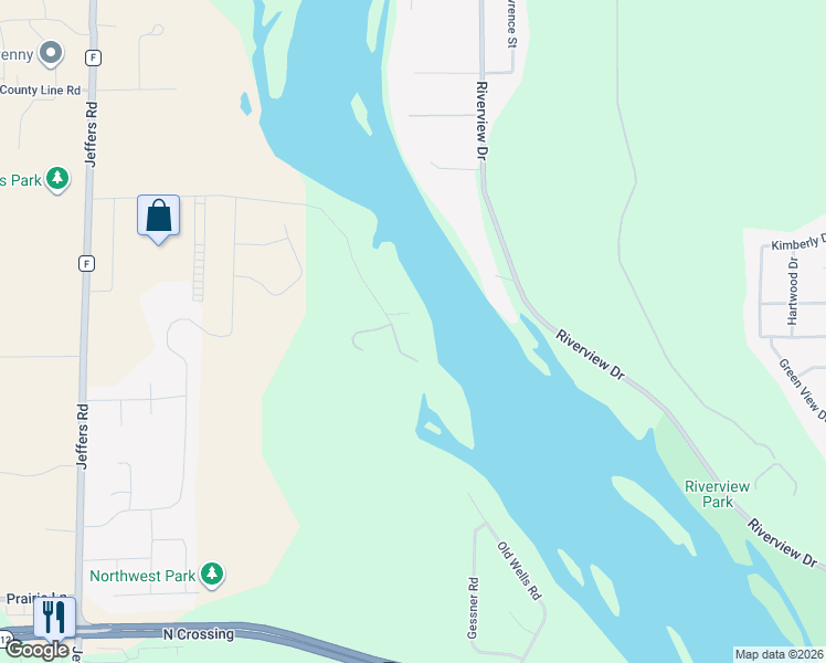 map of restaurants, bars, coffee shops, grocery stores, and more near 5207 South Shorewood Drive in Eau Claire