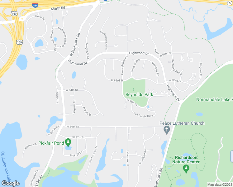 map of restaurants, bars, coffee shops, grocery stores, and more near 8400 Pennsylvania Road in Minneapolis