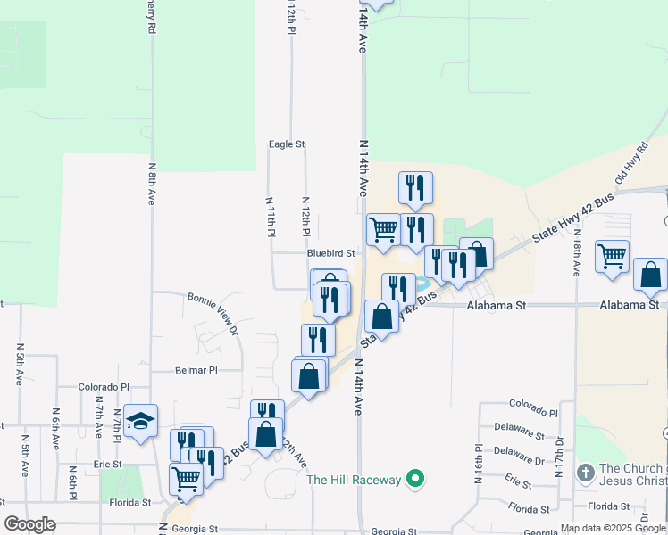 map of restaurants, bars, coffee shops, grocery stores, and more near 1252 North 12th Place in Sturgeon Bay