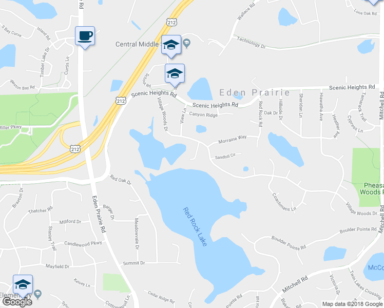 map of restaurants, bars, coffee shops, grocery stores, and more near 8420 Montgomery Court in Eden Prairie