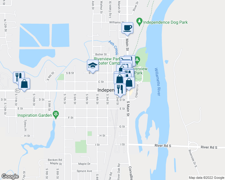 map of restaurants, bars, coffee shops, grocery stores, and more near  in Independence
