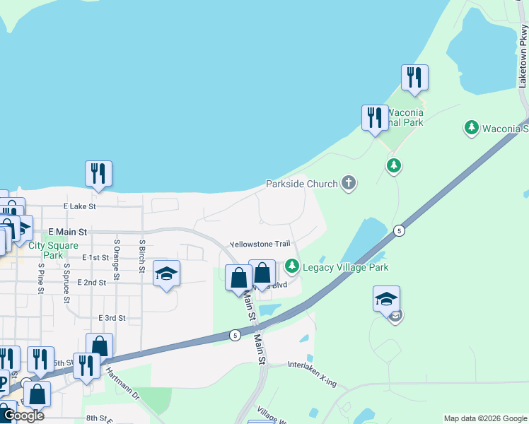 map of restaurants, bars, coffee shops, grocery stores, and more near 812 Beach Road' in Waconia