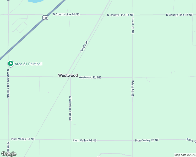 map of restaurants, bars, coffee shops, grocery stores, and more near 3643 Westwood Road Northeast in Mancelona
